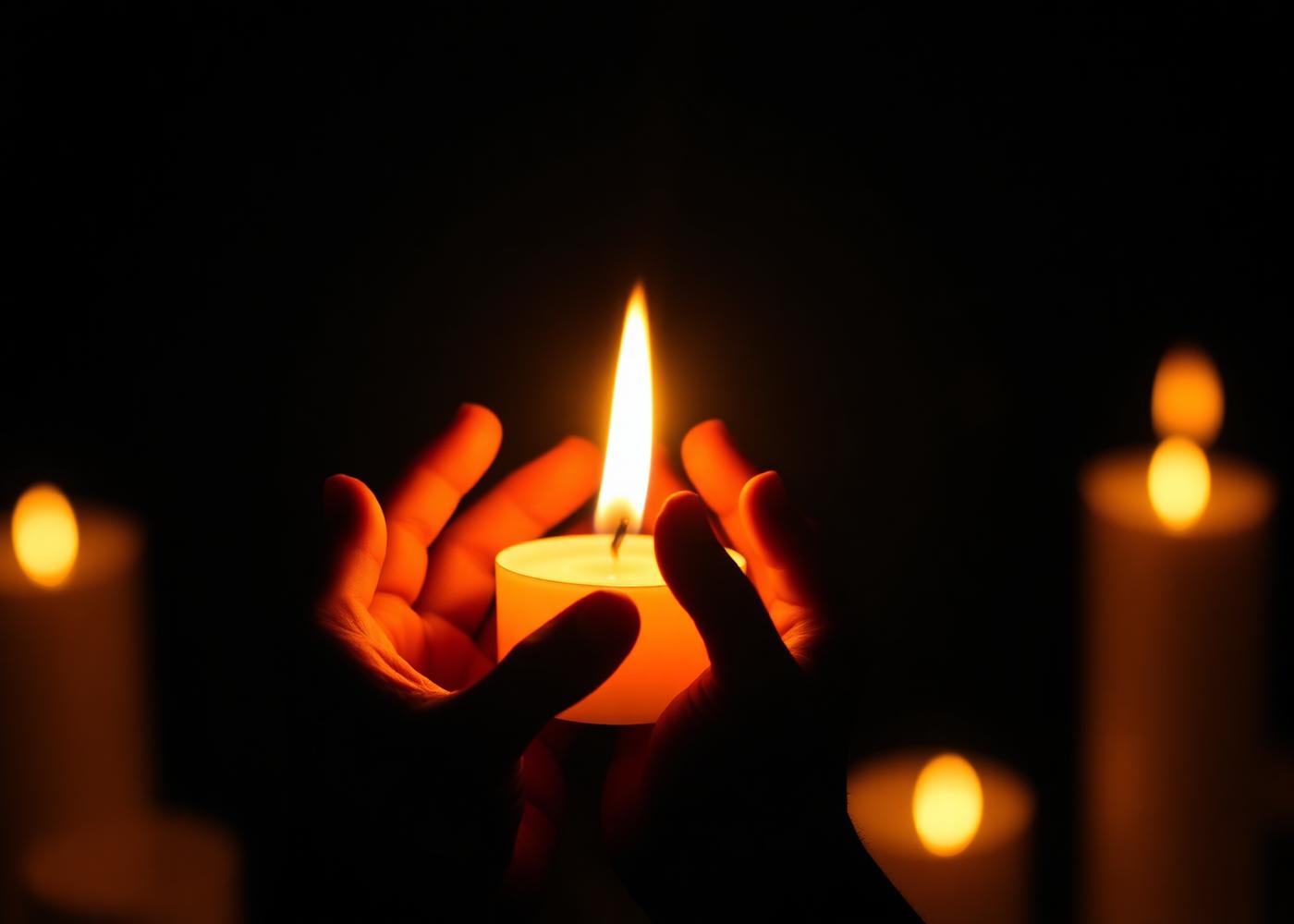 Hands holding a candle flame — charity outreach