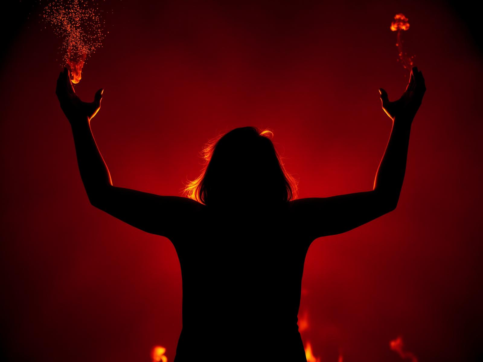 Prophetess Precious in worship with fire rising